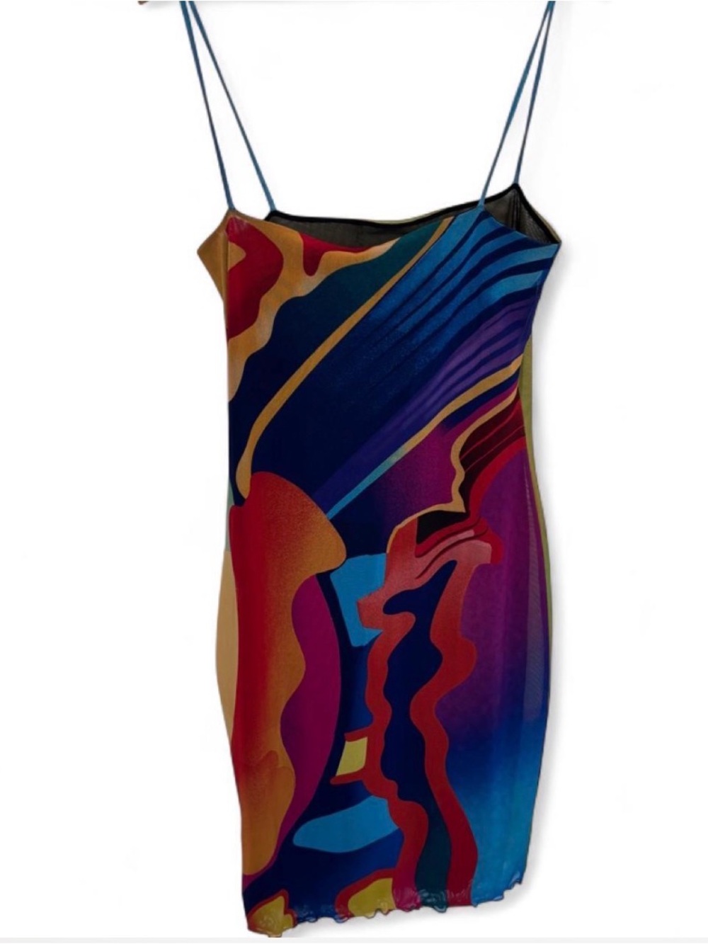Desigual Yellow Green Multicolor Bodycon Slip Dress - Picture 3 of 3